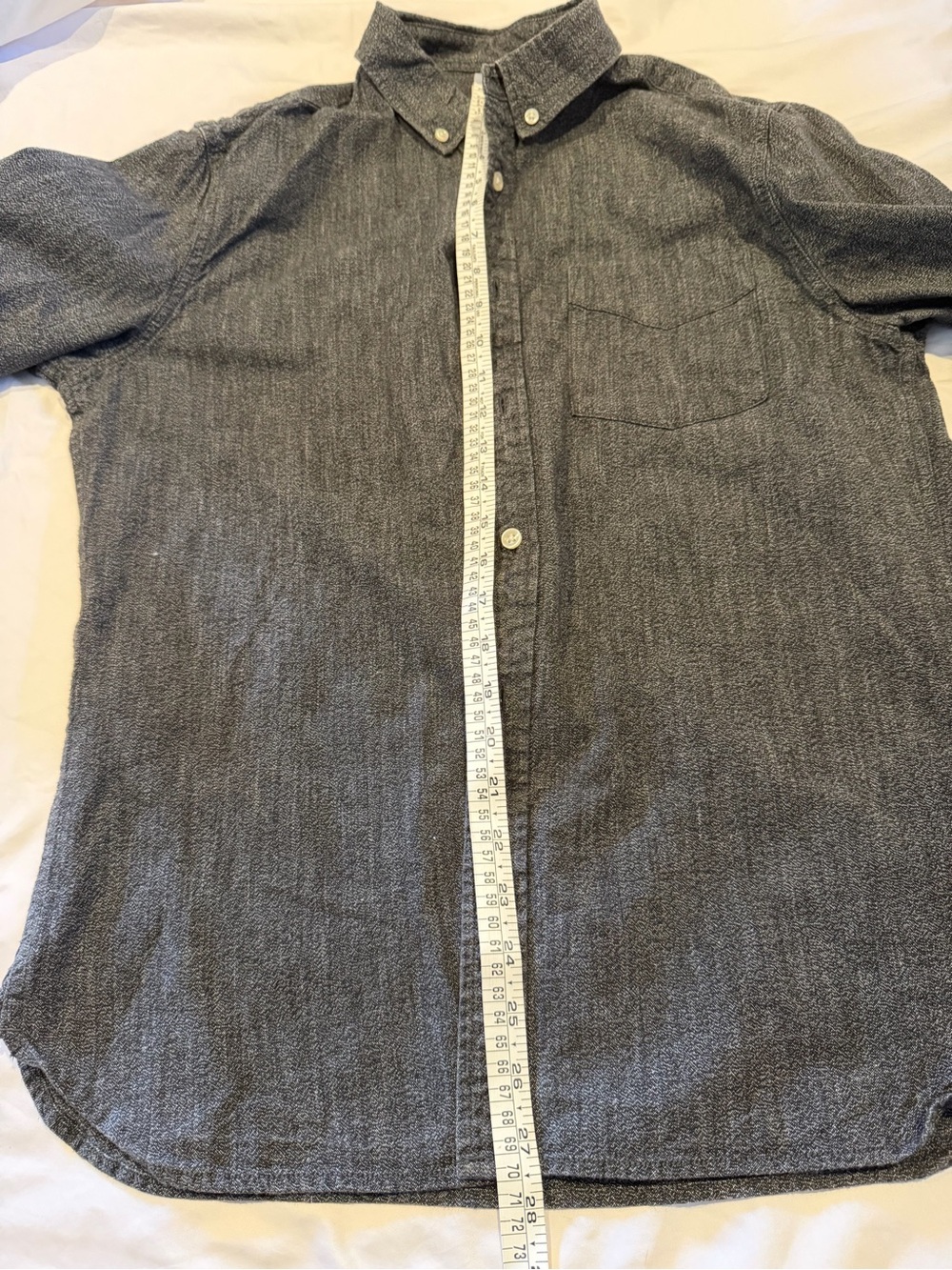 Flint & Tinder Chambray Selvedge Work Shirt Gray Button-Down - Picture 4 of 4
